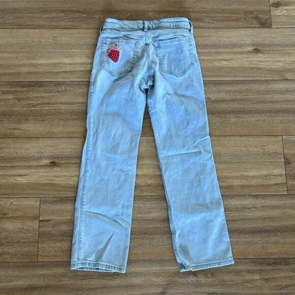 Hollister Sz 2R Strawberry Embroidered Low Rise Relaxed Straight Jeans - Picture 11 of 16